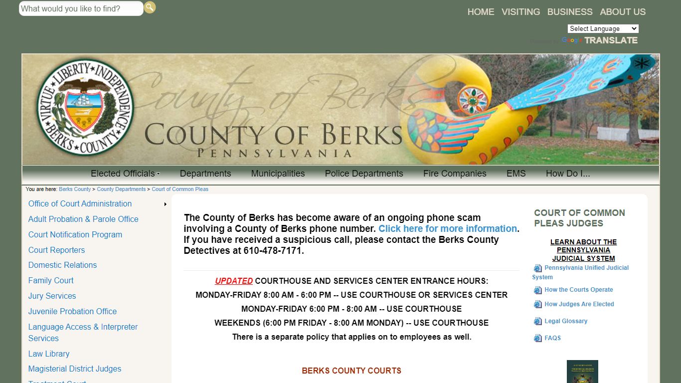 Court Announcements - County of Berks Home