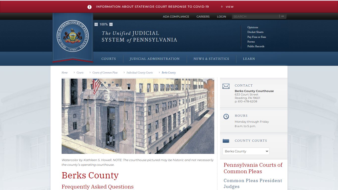 Berks County | Individual County Courts - Judiciary of Pennsylvania