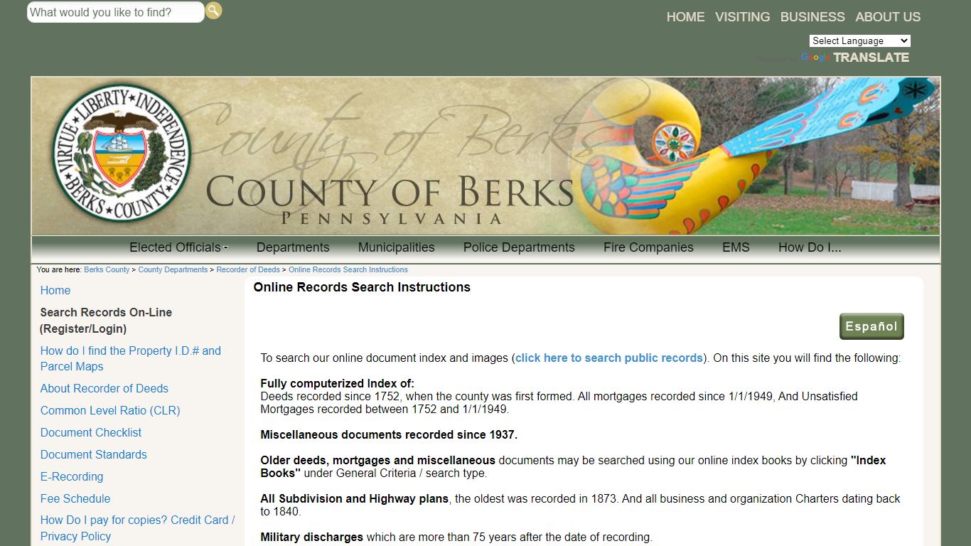 Online Records Search Instructions - co.berks.pa.us